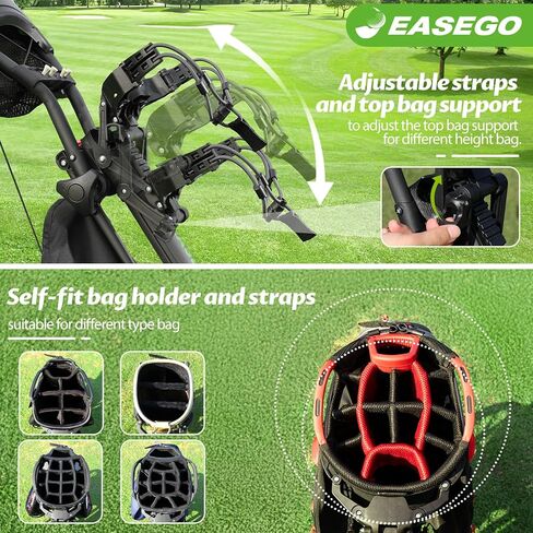 EASEGO Golf Push Cart 4 Wheel : Golf Walking Carts with Phone Holder/Cup Holder/Umbrella Holder/Foot Brake/Cooler Basket 3 Wheel Superlite Golf Pull Cart All-Terrain Golf Caddy Carts in Saudi Arabia