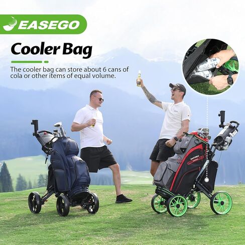 EASEGO Golf Push Cart 4 Wheel : Golf Walking Carts with Phone Holder/Cup Holder/Umbrella Holder/Foot Brake/Cooler Basket 3 Wheel Superlite Golf Pull Cart All-Terrain Golf Caddy Carts in Saudi Arabia