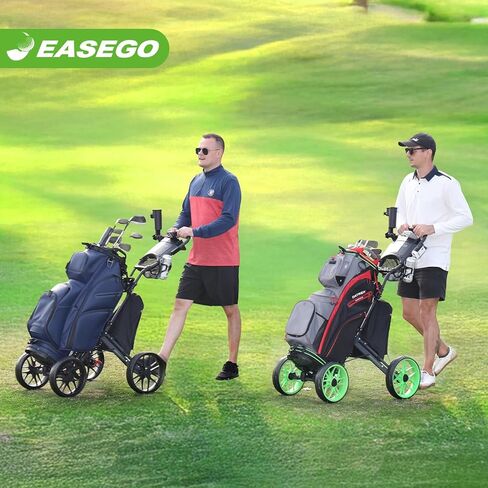 EASEGO Golf Push Cart 4 Wheel : Golf Walking Carts with Phone Holder/Cup Holder/Umbrella Holder/Foot Brake/Cooler Basket 3 Wheel Superlite Golf Pull Cart All-Terrain Golf Caddy Carts in Saudi Arabia