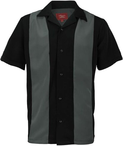 Men's Retro Classic Charlie Sheen Two Tone Guayabera Bowling Casual Dress Shirt in Saudi Arabia