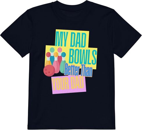 Kids Bowling Shirt, My Dad Bowls Better Than Your Dad Kids T-Shirt, Bowling Design, Presents for Bowling Parents, Children's Sizes Blue in Saudi Arabia