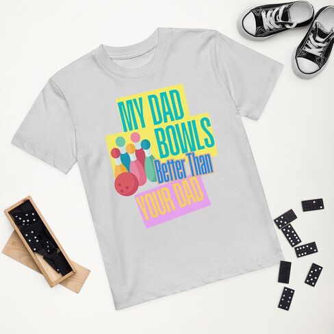 Kids Bowling Shirt, My Dad Bowls Better Than Your Dad Kids T-Shirt, Bowling Design, Presents for Bowling Parents, Children's Sizes Blue in Saudi Arabia