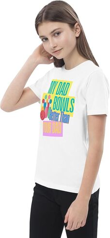 Kids Bowling Shirt, My Dad Bowls Better Than Your Dad Kids T-Shirt, Bowling Design, Presents for Bowling Parents, Children's Sizes Blue in Saudi Arabia