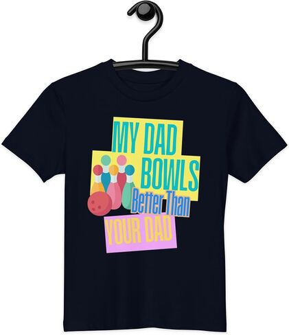 Kids Bowling Shirt, My Dad Bowls Better Than Your Dad Kids T-Shirt, Bowling Design, Presents for Bowling Parents, Children's Sizes Blue in Saudi Arabia