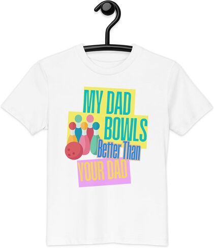 Kids Bowling Shirt, My Dad Bowls Better Than Your Dad Kids T-Shirt, Bowling Design, Presents for Bowling Parents, Children's Sizes Blue in Saudi Arabia