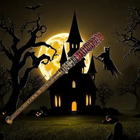 Boolavard Realistic Blood-Infused Baseball Bat with Scary Halloween Design - Durable Plastic & Foam, Perfect for Horror Parties in Saudi Arabia