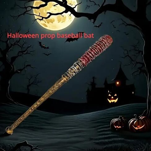 Boolavard Realistic Blood-Infused Baseball Bat with Scary Halloween Design - Durable Plastic & Foam, Perfect for Horror Parties in Saudi Arabia