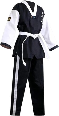 LJKAIML Taekwondo Uniform for Beginners Black White Dobok Tae Kwon Do Martial Arts Karate Suits Embroidered in Saudi Arabia