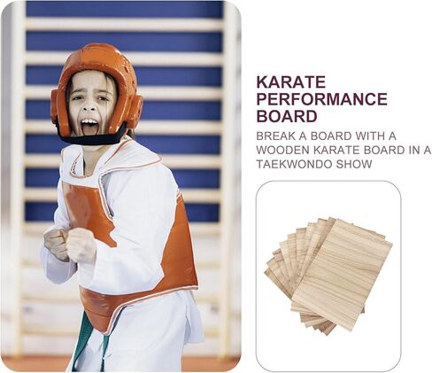 Veemoon 10pcs Karate Wood Breaking Boards, Taekwondo Training Board Rebreakable Boards Martial Arts Karate Equipment for Kids and Adults Kungfu Boxing Equipment 0.6cm Thin Kick Board Sparring Gear in Saudi Arabia