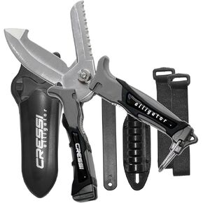 مقص سكين متعدد الاستخدامات للاستخدام تحت الماء - مثالي للغطس - الغوص - شفرة يابانية من الفولاذ المقاوم للصدأ 420 - التمساح: مصمم في إيطاليا بواسطة كريسي in Kuwait