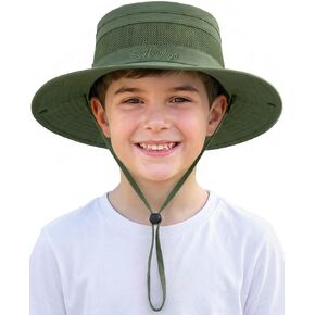 Hongteya Kids Sun Hat Summer Upf 50+ دلو في الهواء الطلق للبنين الفتيات على نطاق واسع للأطفال المشي لمسافات طويلة على الشاطئ تخيم 5-13 in Saudi Arabia