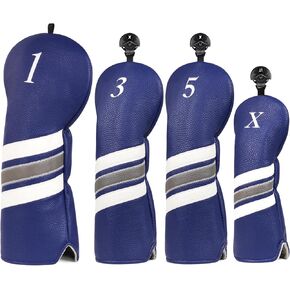 Golf Club Covers, 4pcs or 1pc Golf Head Covers for Woods, Driver, Fairway, Hybrid - Premium PU Leather Golf Club Head Cover with Interchangeable Tags in Saudi Arabia
