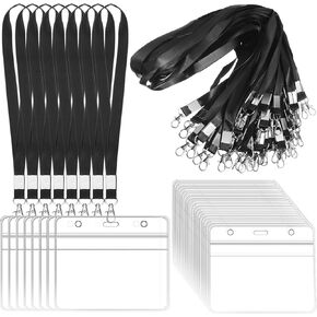 Shappy 100 Pieces Clear Name Tags with Lanyard Horizontal ID Badge Name Tag Holder Plastic Lanyards for ID Badges with Swivel Hook for Teacher Nurse Volunteer, 3 x 4 Inch(Red) in Kuwait