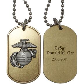 علامة Indiana Metal Craft US Marine Corps النحاسية للكلاب مع شعار Pewter EGA وإضفاء الطابع الشخصي صُنعت في الولايات المتحدة الأمريكية in Kuwait