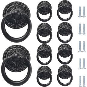 KEXYOAN Drawer Knobs 10 Pcs Vintage Drop Ring Knob Pulls Antique Bronze Pendant Dresser Handle Suitable for Cabinets Wardrobe Doors Nightstands Cabinet Hardware(Bronze 51x36mm) in Kuwait