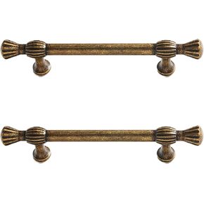 KEXYOAN 4 Pcs Vintage Cabinet Knobs Handles Antique Bronze Drawer Pull Suitable for Dressing Table Kitchen Wardrobe Wine(Hole Center 32mm/1.25 Inch) in Kuwait