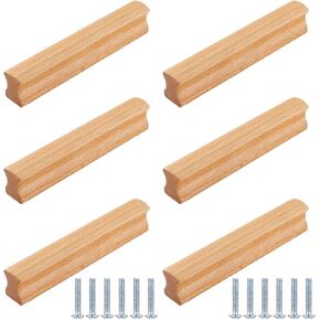 KEXYOAN Door Knobs for Drawers 6 Pack Wooden Drawer Pulls Cabinet Round Handles Suitable for Kitchen Wine Cabinets Dresser Wardrobes(Beech,Hole Center 96mm/3.75 inches) in Kuwait