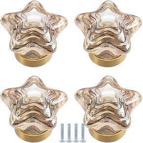 KEXYOAN Drawer Handles 4 Pack Brass Knobs Cabinet Clear Crystal Pulls Dressing Table Suitable for Wardrobes Drawers Bathroom Doors(Transparent,Rabbit 32mm) in Kuwait