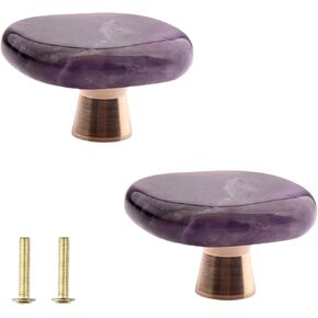 KEXYOAN Cabinet Handles Pulls 2Pcs Ore Brass Knobs and Drawer Dresser Knob Pink 40-45mm Diameter(White Crystal) in Kuwait