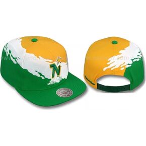 North Stars 'Paintbrush Snapback' Gold-White-Green Hats by Mitchell & Ness in Saudi Arabia