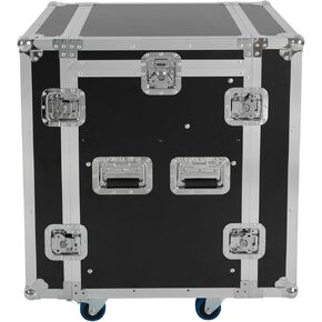 HUASSION 12U Mobile PA DJ Rack Road Case, Network & Stereo Rack with 4 Wheels & Mixer Top, Heavy-Duty Mixer Rack Case, 300kg Load Capacity, 2-Tier Studio Equipment Cabinet for Live Sound, Studio in Kuwait