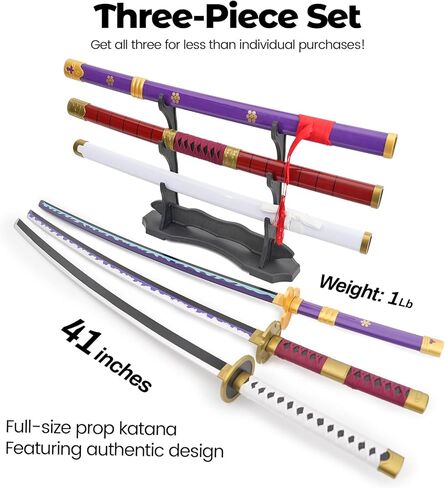 Cold Blade Katana Sword - 41 inches Katana Replica with Holster Belt and Display Stand - Sword with Authentic Design Zihegui in Saudi Arabia