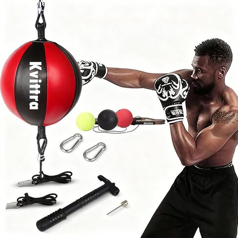 Kvittra Double End Punching Bag Boxing Striking for Training - Speed Ended Set Includes 3 Reflex Ball Headband and Pump- Portable MMA in Saudi Arabia
