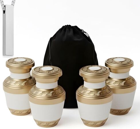 White Marble Cremation Urn for Ashes Adult Male & Female Set of 7 with 1 Large White Decorative Funeral Urns for Human Ashes Adult Man or Women 4 Keepsakes & 2 NecklaceUrn for Upto 220lbs in Saudi Arabia