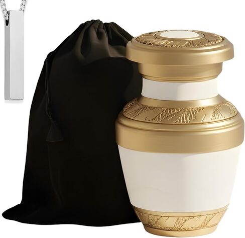 White Marble Cremation Urn for Ashes Adult Male & Female Set of 7 with 1 Large White Decorative Funeral Urns for Human Ashes Adult Man or Women 4 Keepsakes & 2 NecklaceUrn for Upto 220lbs in Saudi Arabia