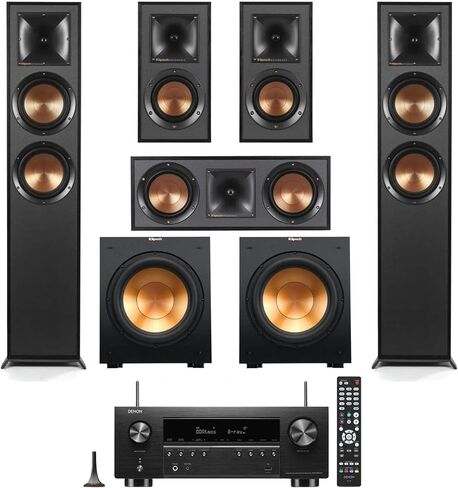 مرجع Klipsch 5.1 نظام المسرح المنزلي مع 2x R-625FA ، مكبر صوت متميز ، R-12SW SPWOOFER ، R-52C Center Channel ، R-41M SPEANMERMENS و Integra DRX 3.4 100W 9.2-channel receiver in Kuwait