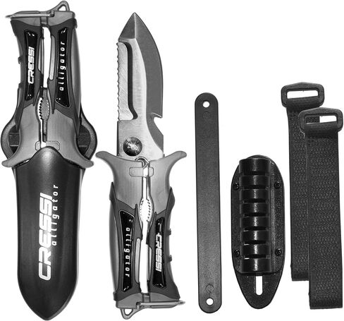 مقص سكين متعدد الاستخدامات للاستخدام تحت الماء - مثالي للغطس - الغوص - شفرة يابانية من الفولاذ المقاوم للصدأ 420 - التمساح: مصمم في إيطاليا بواسطة كريسي in Kuwait