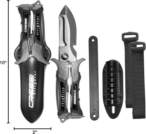 مقص سكين متعدد الاستخدامات للاستخدام تحت الماء - مثالي للغطس - الغوص - شفرة يابانية من الفولاذ المقاوم للصدأ 420 - التمساح: مصمم في إيطاليا بواسطة كريسي in Kuwait