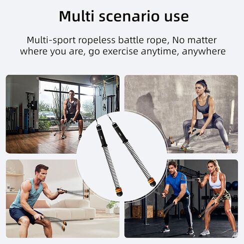 2Pcs Ropeless Battle Ropes for HIIT, Cardio, Strength & Low-Impact Training, Portable Weighted Home Gym Equipment Non-Slip Handle, Cordless Battle Ropes for Men & Women, Upgrad Battle Rope with Bag in Saudi Arabia
