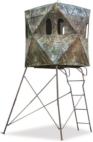Guide Gear 6 Foot Tripod Hunting Tower Blind, 2-Man Stand Elevated, Hunting Gear Equipment Accessories, 4 by 4 Mossy Oak Country Roots in Kuwait