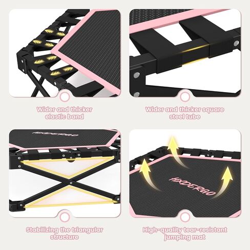 HXD-ERGO 42'' Foldable Mini Trampoline, Rebounder Trampoline with Adjustable Foam Handle, Fitness Trampoline for Indoor, Outdoor, Home Gym,Max Load 460lbs in Saudi Arabia
