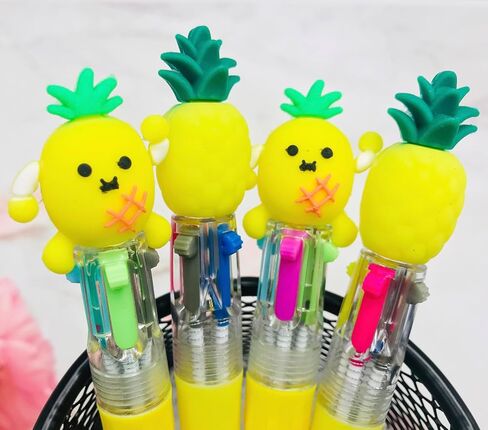 12Pcs Strawberry Multicolor Pen in One 4-in-1 Cute Fruit Mini Pens Bulk Fun Pens Assorted Ink Kawaii Ballpoint Pens for Kids Birthday Gift Student Present School Supplies Party favors in Kuwait