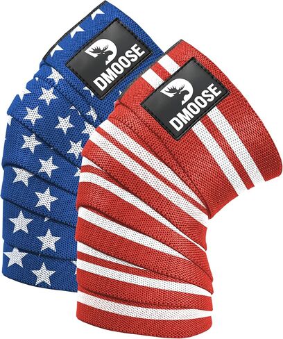 أكمام الركبة للياقة البدنية من DMoose لرفع الأثقال (زوج) أغطية للركبة مقاس 78 بوصة لدعم المفاصل والقرفصاء ورفع الأثقال - أشرطة دعامة رياضية لاستقرار المفاصل وتخفيف الألم، معتمدة من USPA وIPL للرجال والنساء in Kuwait