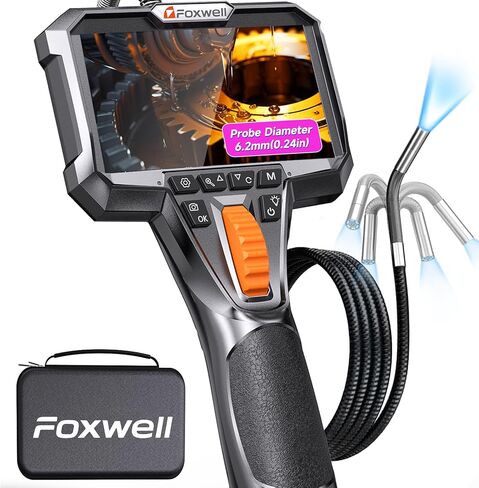 Foxwell Y400 ثنائية الاتجاه ، كاميرا بوريسكوب مفصلية مع كاميرا تفتيش منظار المنظار الصناعي مع كاميرات ثعبان مفصلية ، نطاق فيديو عالي الدقة لمحرك السيارات HVAC التفتيش-5.25 قدم in Kuwait