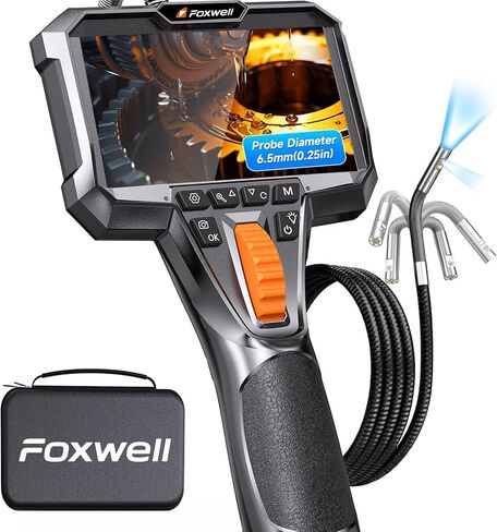 Foxwell Y400 ثنائية الاتجاه ، كاميرا بوريسكوب مفصلية مع كاميرا تفتيش منظار المنظار الصناعي مع كاميرات ثعبان مفصلية ، نطاق فيديو عالي الدقة لمحرك السيارات HVAC التفتيش-5.25 قدم in Saudi Arabia