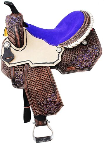CHALLENGER 14" Horse Western Barrel Show Pleasure Leather Saddle Bridle Barrel Show Pleasure Leather Saddle Purple 5090PR in Saudi Arabia