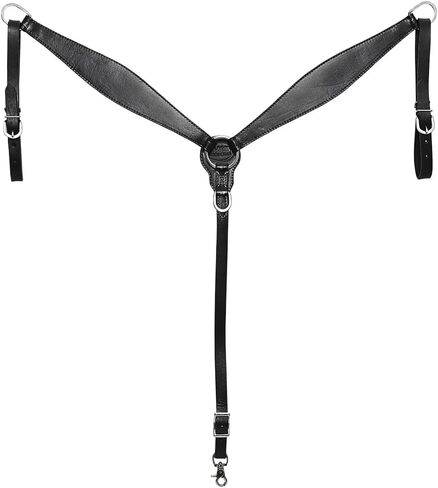 HILASON Western Horse Headstall Breast Collar Set Genuine American Leather Plain Black | for Horses in Saudi Arabia