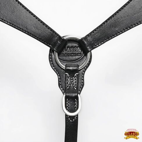 مجموعة طوق الثدي من HILASON Western Horse Headstall من الجلد الأمريكي الأصلي باللون الأسود العادي | للخيول in Kuwait
