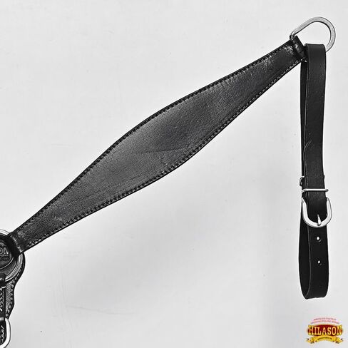 مجموعة طوق الثدي من HILASON Western Horse Headstall من الجلد الأمريكي الأصلي باللون الأسود العادي | للخيول in Kuwait