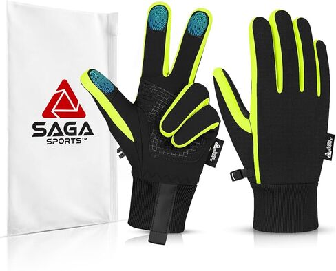 قفازات SAGA SPORTS للأطفال شتوية مقاومة للماء ومقاومة للرياح باللون الأسود للأولاد والبنات، قفازات شبابية مبطنة باللحاف الدافئ تعمل باللمس in Kuwait