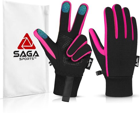 قفازات SAGA SPORTS للأطفال شتوية مقاومة للماء ومقاومة للرياح باللون الأسود للأولاد والبنات، قفازات شبابية مبطنة باللحاف الدافئ تعمل باللمس in Kuwait