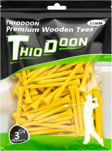 تي شيرتات جولف THIODOON احترافية من الخشب الطبيعي حزمة من 100 تي شيرت جولف بألوان متعددة مقاس 3-1/4 بوصة، 2-3/4 بوصة أو 2-1/8 بوصة، تي شيرتات جولف طويلة تقلل من الدوران الجانبي والاحتكاك in Kuwait