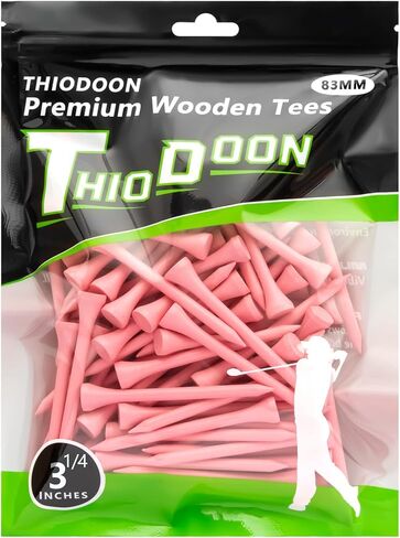 تي شيرتات جولف THIODOON احترافية من الخشب الطبيعي حزمة من 100 تي شيرت جولف بألوان متعددة مقاس 3-1/4 بوصة، 2-3/4 بوصة أو 2-1/8 بوصة، تي شيرتات جولف طويلة تقلل من الدوران الجانبي والاحتكاك in Kuwait