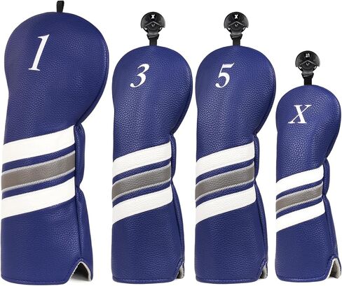 Golf Club Covers, 4pcs or 1pc Golf Head Covers for Woods, Driver, Fairway, Hybrid - Premium PU Leather Golf Club Head Cover with Interchangeable Tags in Saudi Arabia