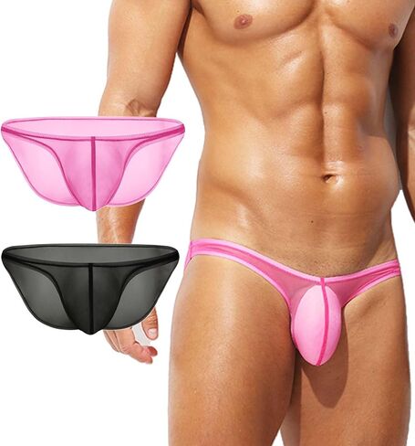 ملابس داخلية BLESO Sissy للرجال Femboy بيكيني مثير وملابس داخلية منخفضة وحقيبة شفافة من الحرير الجليدي الشفاف وخفيفة الوزن in Kuwait