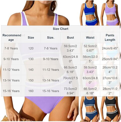 BUERCWS Girls 2 Piece Swimsuit Cute Colorful Padded Cover-Up Bikini Bathing Suits High-Waist Summer Beach Swimwear in Saudi Arabia